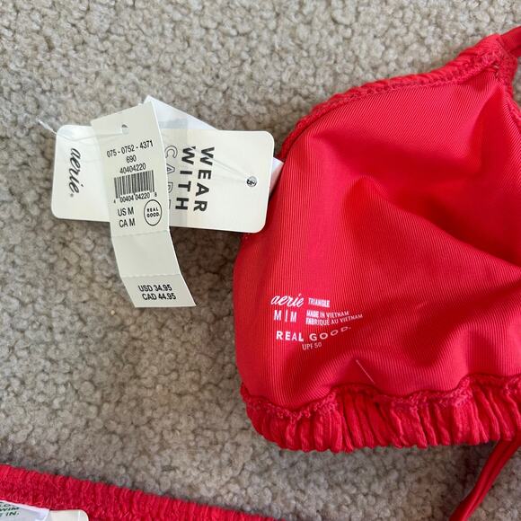 NWT Aerie Crinkle String Triangle Bikini Top & Cheekiest Tie Bikini Bottom SET M - Picture 7 of 8